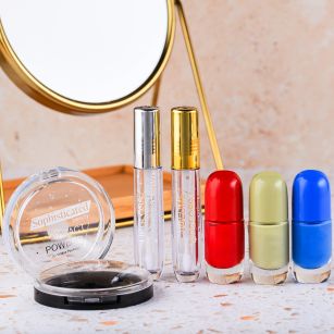 Color cosmetic packaging  compacts, lip gloss, nail polish